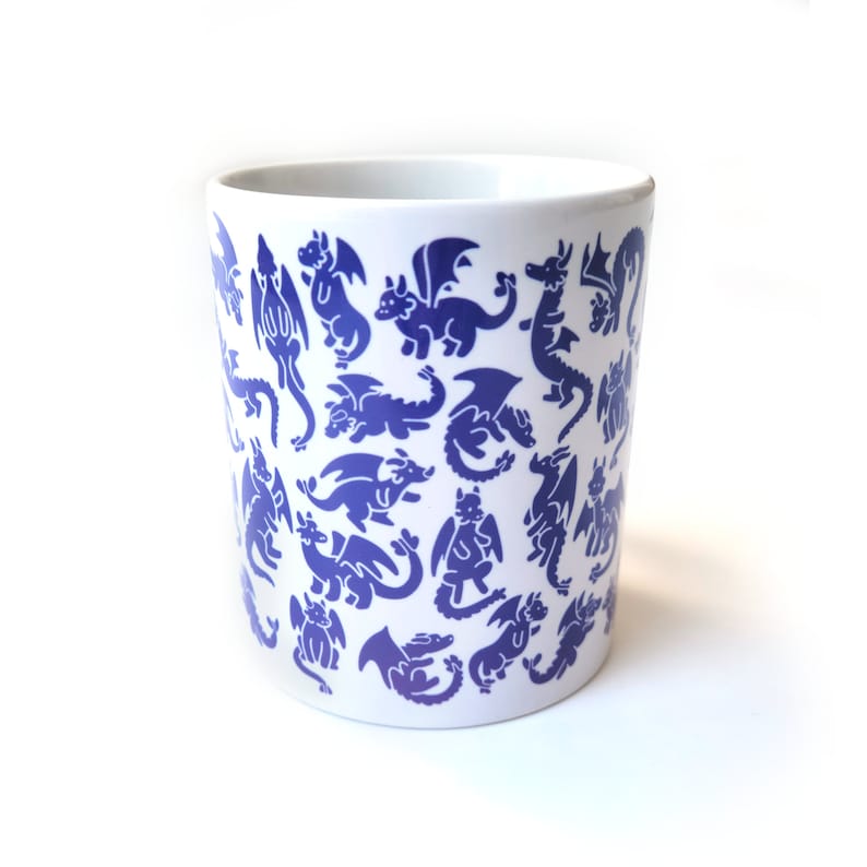 Blue Dragons Mug, Dungeons and Dragons Mug, Cute Dragon Mug, Gamer Mug image 3