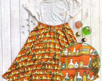 Potions Library Midi Skirt, Dungeons and Dragons Skirt, Cute dnd merch
