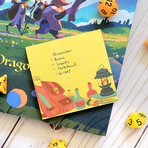 Adventurer&#39;s Desk Post-It notes, Dungeons and Dragons sticky notes, D&D stationery merch