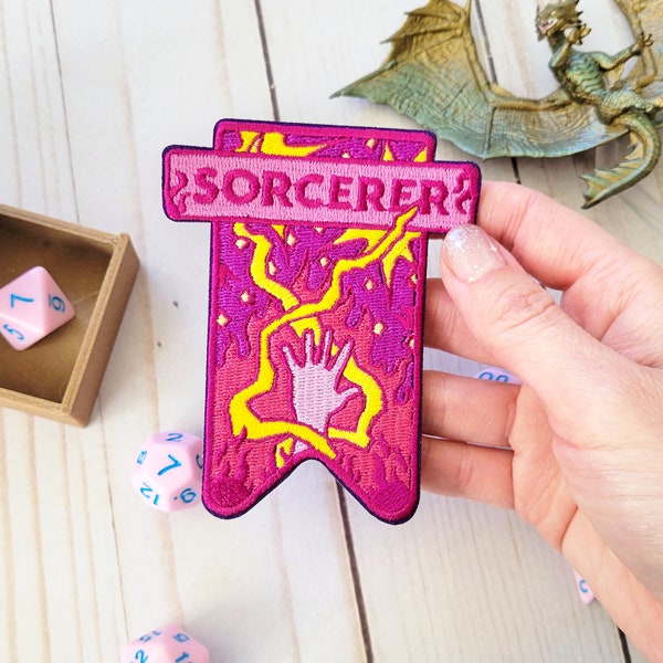 Sorcerer Banner patch, Dungeons and Dragons patch, DnD patch, Dungeon Master Gift, D&D Sorcerer patch, Pathfinder patch