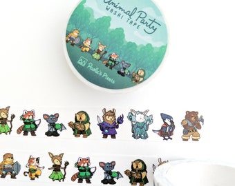 Animal Party Washi Tape, Dungeons and Dragons Washi Tape, Geeky washi tape