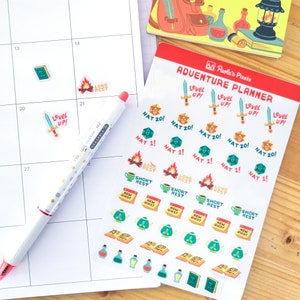 Geeky Adventure Planner Sticker Sheets - D&D Journal Stickers - Dungeons an Dragons Stickers