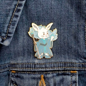 Bunny Wizard Enamel Pin with Glitter, Dungeons and Dragons Enamel Pin, DnD Wizard Pin image 4