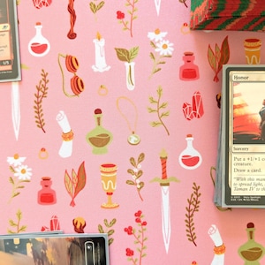 Spellcaster Playmat, Cute MTG Playmat, Pink Magic The Gathering Playmat image 5