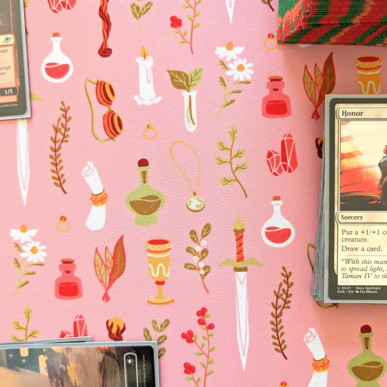 Spellcaster Playmat, Cute MTG Playmat, Pink Magic The Gathering Playmat image 5