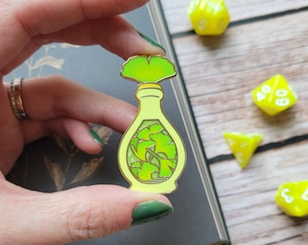 Green Ginkgo Potion Enamel Pin, Dungeons and Dragons Enamel Pin, DnD Alchemist Pin, Magic pin