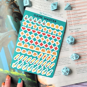 Hoja de pegatinas del Game Master, hoja de pegatinas de Dungeons and Dragons, pegatinas de DnD