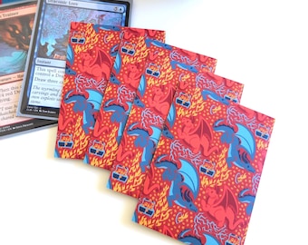 Fundas para cartas de Dragones Rojos y Azules, mazo MTG Commander, 100 unidades, sin IA