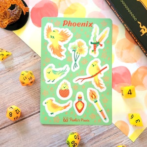 Phoenix Sticker Sheet: Spring Dungeons and Dragons Stickers