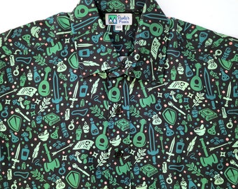 Dungeon Academia Unisex Button Up, Dungeons and Dragons Button Up, DnD Hawaiian Shirt