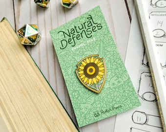 Shield of Helianthus Enamel Pin, Dungeons and Dragons Enamel Pin, Sunflower pin