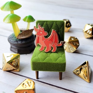 Red Dragon Mini Pin, Dungeons and Dragons Mini Pin, D&D Wizard Enamel Pin