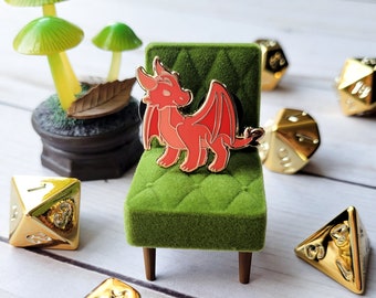 Red Dragon Mini Pin, Dungeons and Dragons Mini Pin, D&D Wizard Enamel Pin