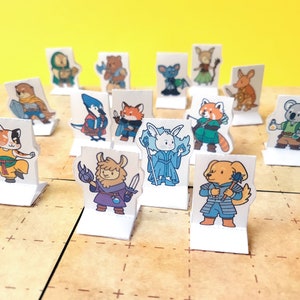 DIGITAL Animal Party Paper Minis, Dungeons and Dragons minis