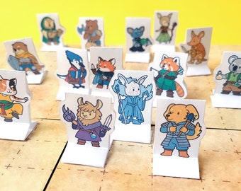 DIGITAL Animal Party Paper Minis, Dungeons and Dragons minis