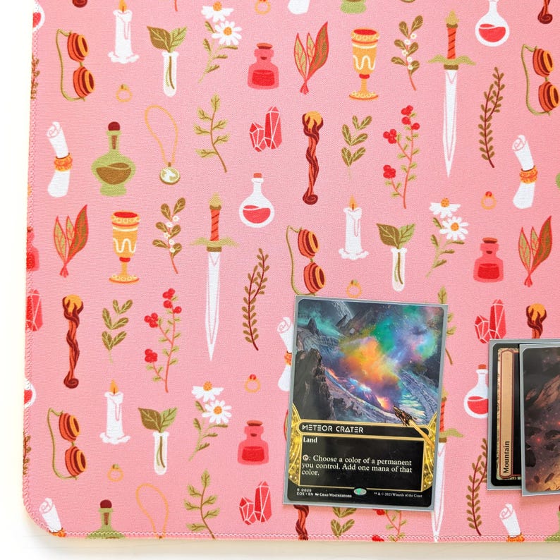 Spellcaster Playmat, Cute MTG Playmat, Pink Magic The Gathering Playmat image 3
