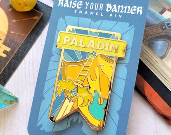 Paladin Banner Enamel Pin, Dungeons and Dragons enamel pin, Sword and Shield pin