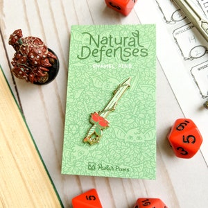 Thornheart Enamel Pin, Dungeons and Dragons Enamel Pin, Rose Sword pin