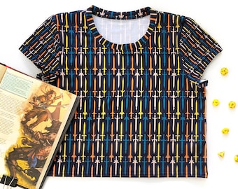 Dungeons and Dragons Crop Top: Fighter Swords Print