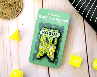 Rogue Banner Enamel Pin, Dungeons and Dragons Enamel Pin, Thief pin