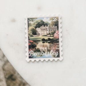 Pemberley Stamp Vinyl Sticker 2x1.5” | Jane Austen Pride and Prejudice Decal | Literary Book Lover Sticker | Waterproof Vinyl
