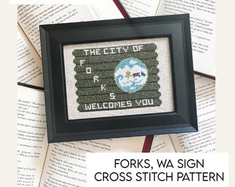 Forks, WA Sign Cross Stitch  PDF PATTERN Anne of Green Gables