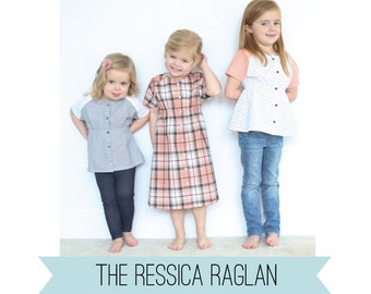 Ressica Raglan PDF Sewing Pattern | Top and Dress Digital Download | Girls Fashion Pattern