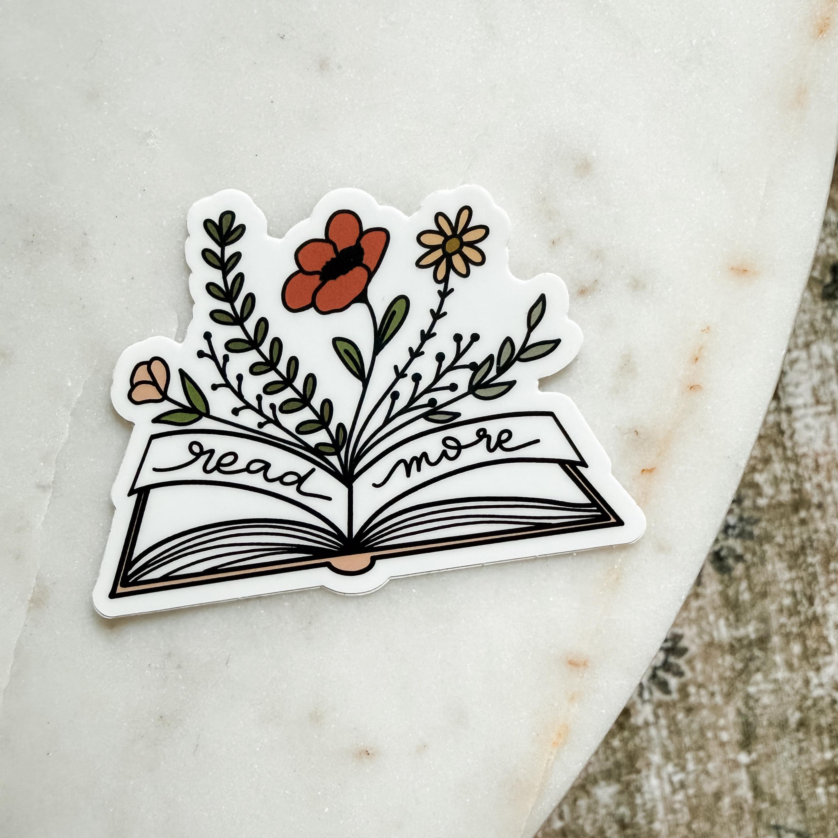 Read More Floral Vinyl Sticker – Waterproof Bookish Decal for Readers ...