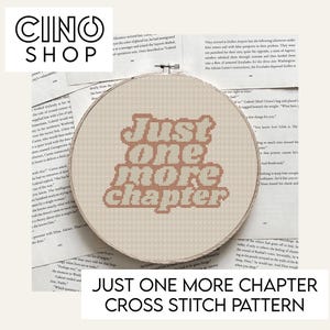 Just One More Chapter Cross Stitch PDF PATTERN Bookish Reader craft