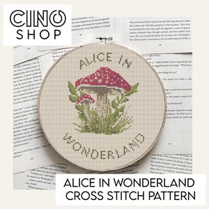 Alice in Wonderland Cross Stitch PDF PATTERN Mushroom