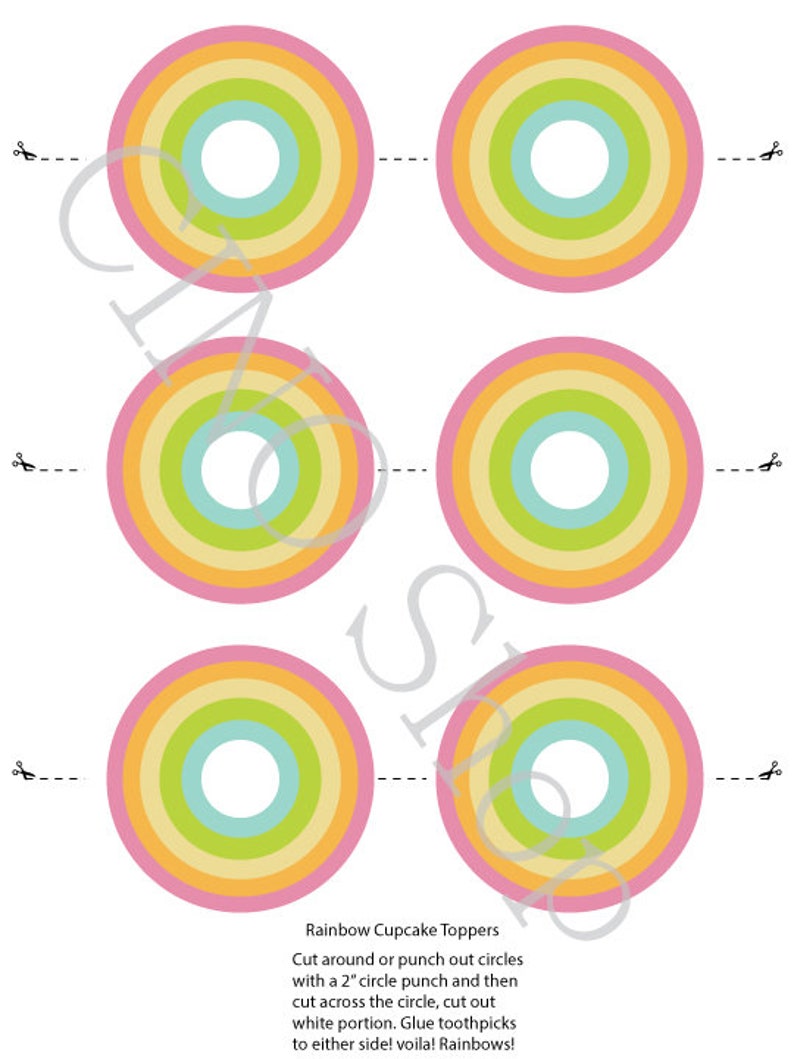 Rainbow Cupcake/treat Topper Printable - Etsy