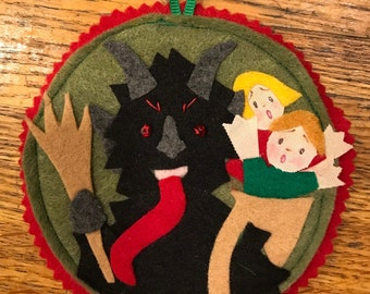 Ornamento dell'albero di Natale di Gus Vom Krampus, appeso a parete disegnato a mano, decorazione decorativa per le vacanze patch