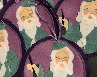 Professore, Mago Albero di Natale Ornamento, feltro disegnato a mano appeso alla parete, patch Decorazione per le vacanze, scuola di magia - fatto su ordinazione
