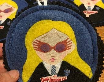 Ornamento di strega in feltro, arazzo dipinto a mano, decorazione natalizia