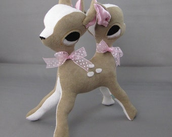 Two Headed Fawn Double Ended Deer, Made to Order, Conjoined Twin Light Brown Ready to ship freak circus forest friend plush soft sculpture