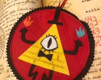 Decorazione per albero di Natale Bill Cipher Gravity Falls, decorazione da parete in feltro disegnata a mano, decorazione natalizia con toppa