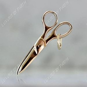 Vintage Scissors Charm | 14K Solid Gold Pair of Scissors mechanical look | 25.5mm Length Charm with unique Design for pendants
