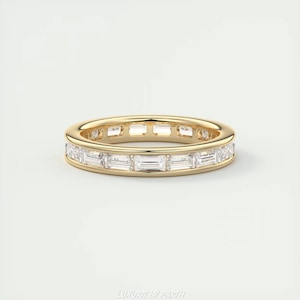 14k Gold Baguette Moissanite Eternity Band
