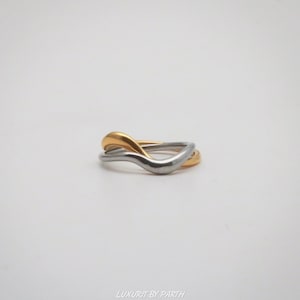 Love Wave Ring, 14k Solid Gold Two Tone Ring, Unique Design Ring, Wave rings combo, Gift for Her, Anniversary Gift, Perfect Ring For Her