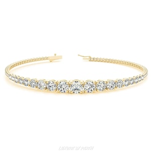 Moissanite Diamond Tennis Bracelet: Sterling Silver, Gold Prong Set