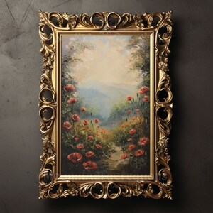 Enchanting Poppy Field Print | Cottagecore Wall Art | Botanical Decor | Ethereal Nature Scene | August Birth Month Flower Poster