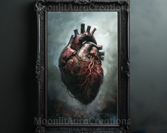 Anatomical Heart Print Gothic Wall Art Dark Academia Medical Decor