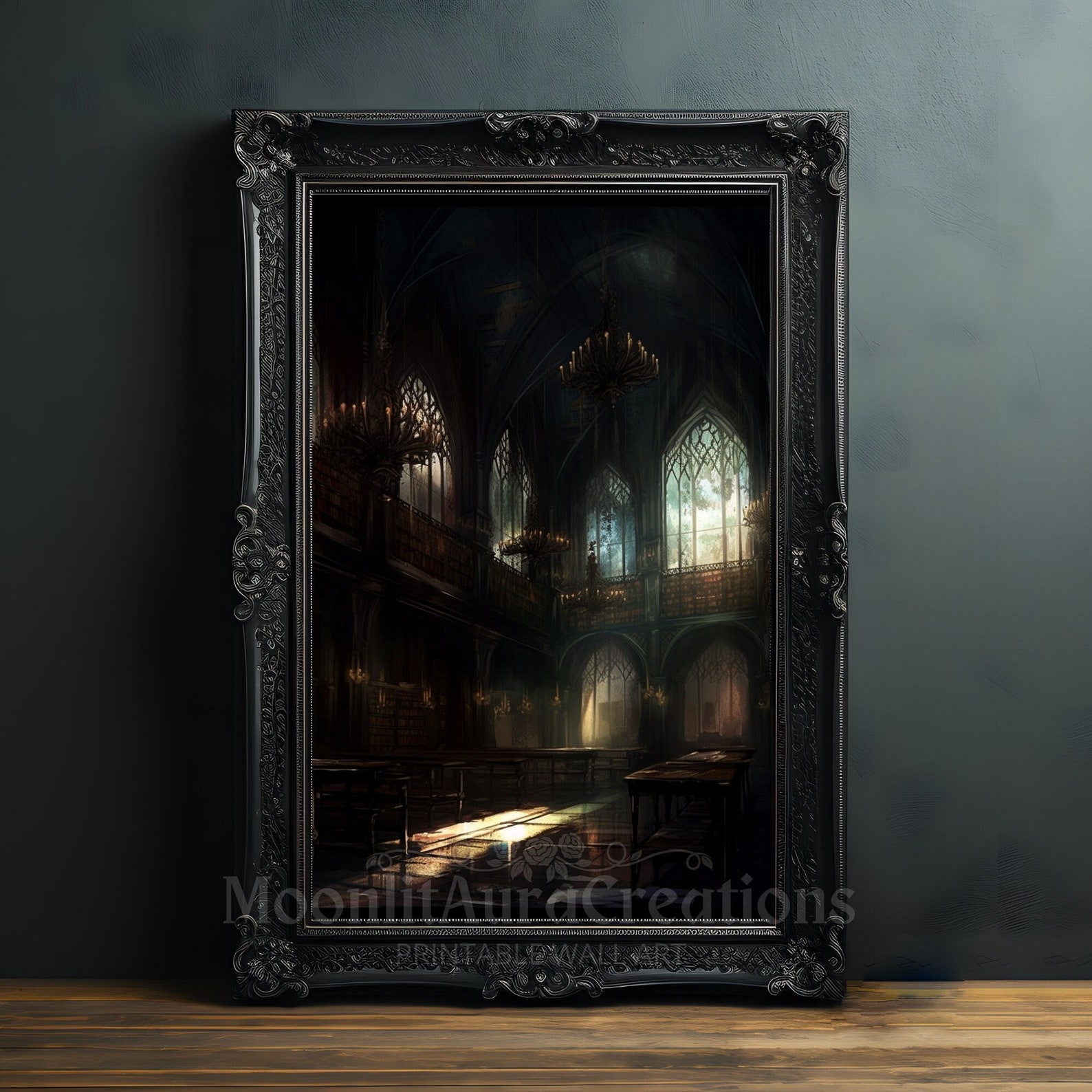 Gothic Cathedral Library Print | Gothic Wall Art | Dark Academia Decor ...