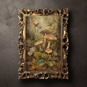 Enchanting Woodland Mushrooms | Cottagecore Wall Art | Botanical Nature Print | Vintage Mushroom Poster