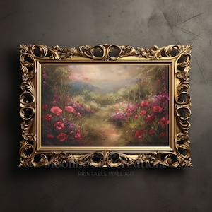 Enchanting Poppy and Gladiolus Field Print | Cottagecore Wall Art | Botanical Decor | August Birth Month Flowers Poster