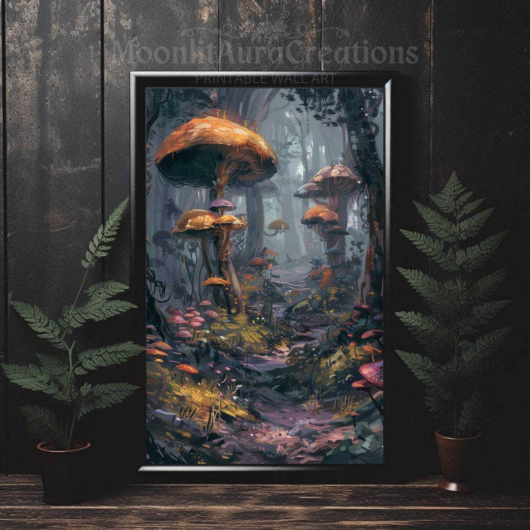 Mystical Enchanted Mushroom Forest Digital Print | Gothic Wall Art ...