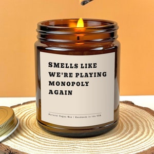 Smells Like We&#39;re Playing Monopoly Again Funny Candle For Monopoly Lovers Unique Monopoly Night Gifts Monopoly Party Decor Family Game Night