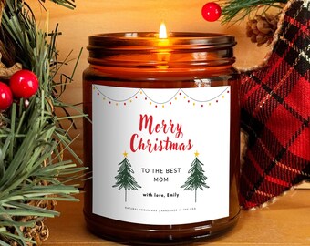 Merry Christmas To The Best Mom Scented Candle Personalized Christmas Gift For Mom Holiday  Best Mom Ever Xmas Present Mommy Christmas Gift