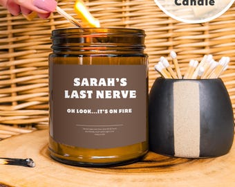 Laatste zenuwkaars Gepersonaliseerde kaars Grappige kaarscadeaus Unieke cadeaus Cadeau voor haar Aangepaste naamkaars Laatste zenuwcadeau moeder Geurende sojakaars