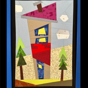 FPP Cloud Buster Scrap Quilt FPP Pattern: Wonky Towers #7 Colorful Design (PDF)